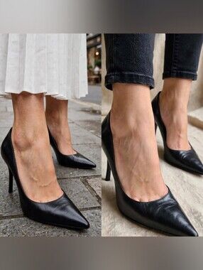 Gucci Black leather POINTY HEELS SIZE 6 Authentic